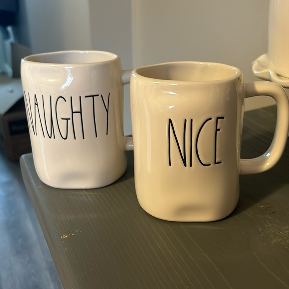 Rae Dunn Naughty and Nice Mug set